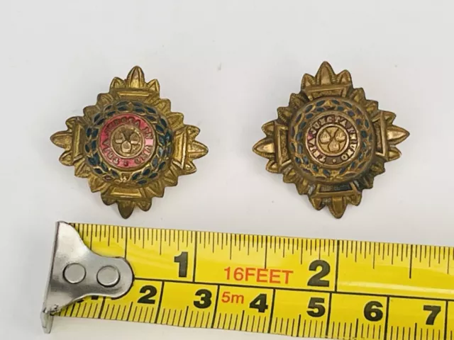 Two Vintage British Military Officers Rank Pips Bath Stars Tria Juncta In Uno