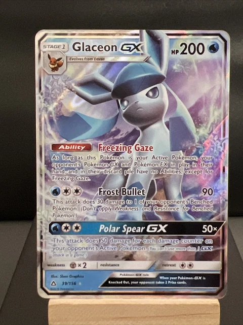 Pokemon Karte Glaceon GX 39/156 Ultra Prisma Half Art Ultra selten Ex bis fast neuwertig