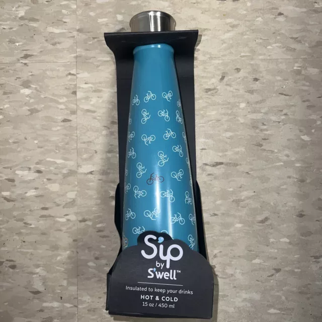 Sip by Swell Water Bottle 15oz Stainless Steel Insulated Shifting Gears Bicycle