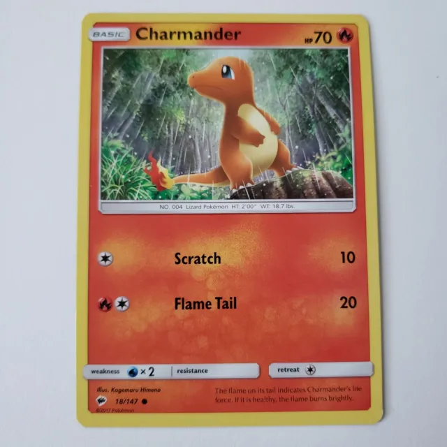 Pokemon Charmander 18/147 Common Card - NM Condition - Burning Shadows