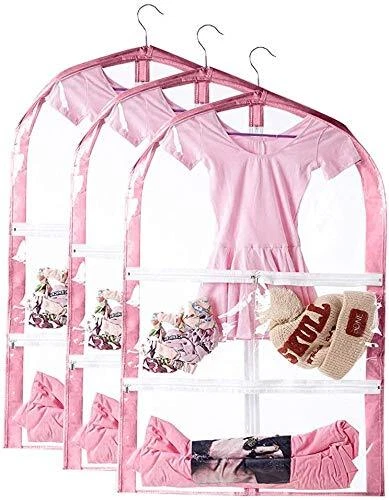 Clear Kids Dance Costume Garment Bag3 PackGarment Bag 35 Inch for Dance Compe...
