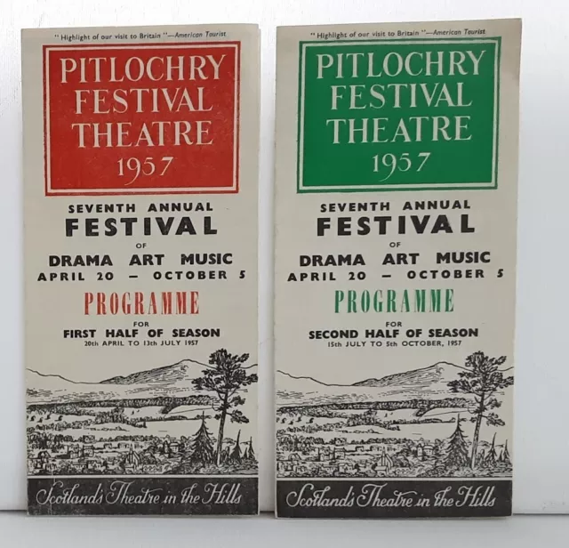 2 x Vintage 1957 Pitlochry Festival Theatre Programmes 1st & 2nd Half of Season