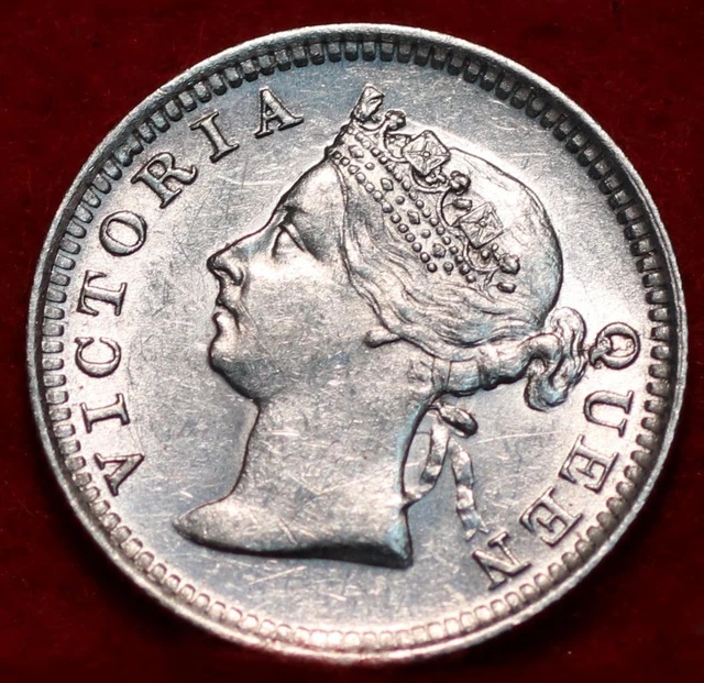 Uncirculated 1901 Hong Kong 5 Cents Silver Foreign Coin
