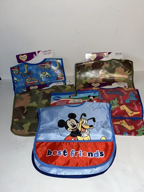 Parents Choice Bibs Water Resistant Crumb Catcher Bids Lot of 5
