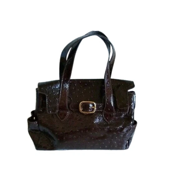 Nine West Women's Large Brown Shoulder Bag Satchel Patent Leather Croc Purse