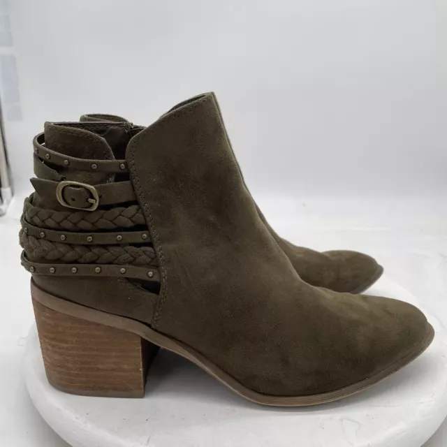 Carlos by Carlos Santana Women's Ankle Size 10 Brown Bootie Zip Sides Suede Heel