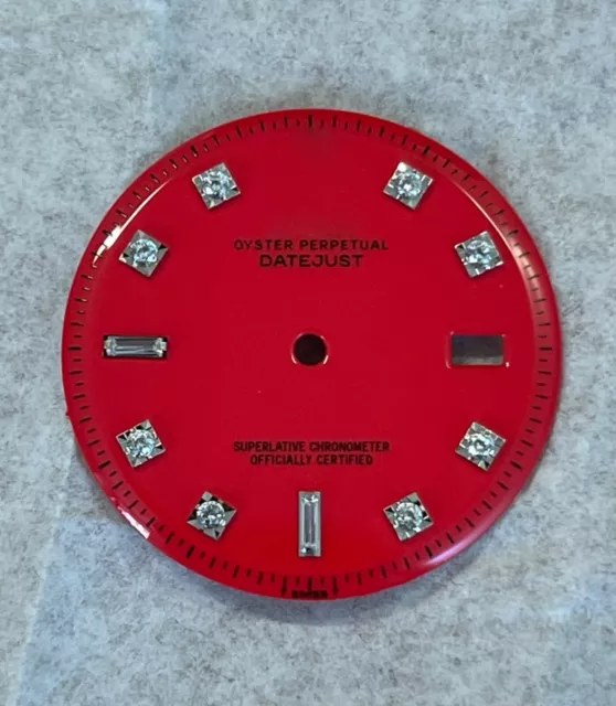 Quadrante Datejust 36mm 1601 rosso con pietre zirconi