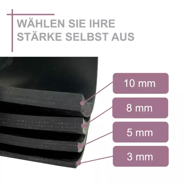 Gummistreifen mit Gewebeeinlage bis 10m Rolle Gummimatte NR/SBR Matte Vollgummi 3