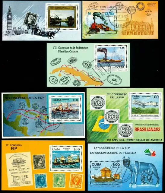 7x Blocks ● Internationale Briefmarkenausstellung ● Karibik ● 1980,82,83,84,85