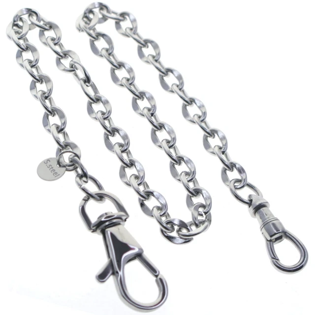 STAINLESS STEEL POCKET Watch Chain Albert Chain Swivel Albert Clasp