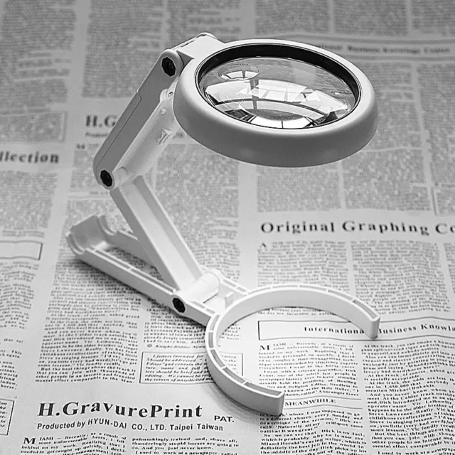 USB Foldable Handheld Magnifier 5X 10X Reading Desk Stand LED Magnifying Glass