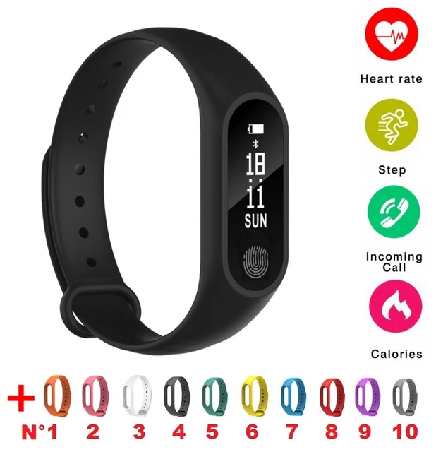 Noire + 1 bracelet - Montre Connectée Smartwatch Bracelet étanche Android Apple