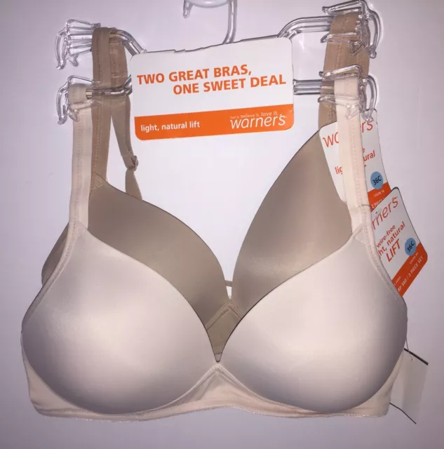TWO WARNERS 4003 Wire Free Light Natural Lift Bras Nude / Ivory NWT $60  Retail $44.00 - PicClick