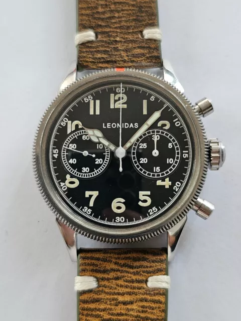 Leonidas-Crono-Acciaio-Militare-Ruota A Colonne-Valjoux 22-Oversize (43 Mm)-Raro