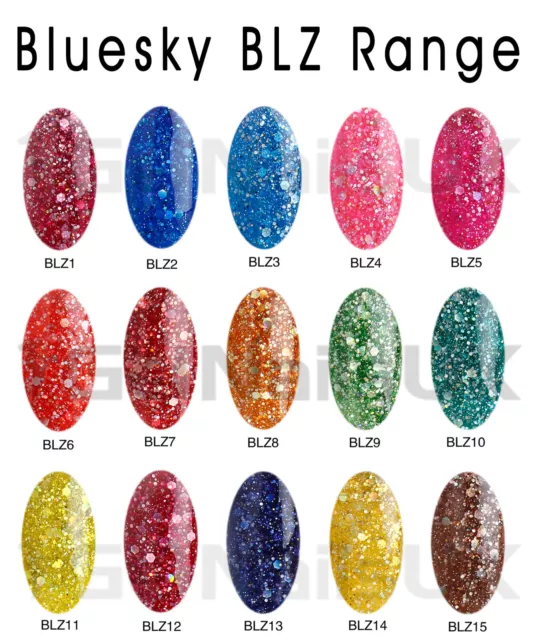 Bluesky BLZ Range GLITTER DIAMOND UV LED Soak Off Gel Nail Polish Manicure 10ml