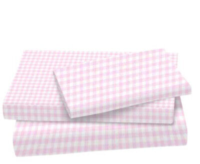 Nueva camiseta plana de algodón rosa blanca a cuadros de Gingham de hoja doble para niñas 2 Avbl