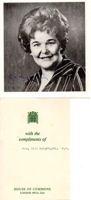 Dame Jill Knight autograph hand signed photograph Conservative party politician