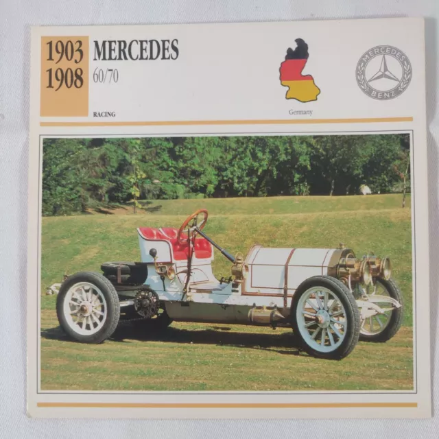 1903-1908 Mercedes -Benz 60/7 Car Photo Spec Sheet Info CARD 1904 1905 1906 1907