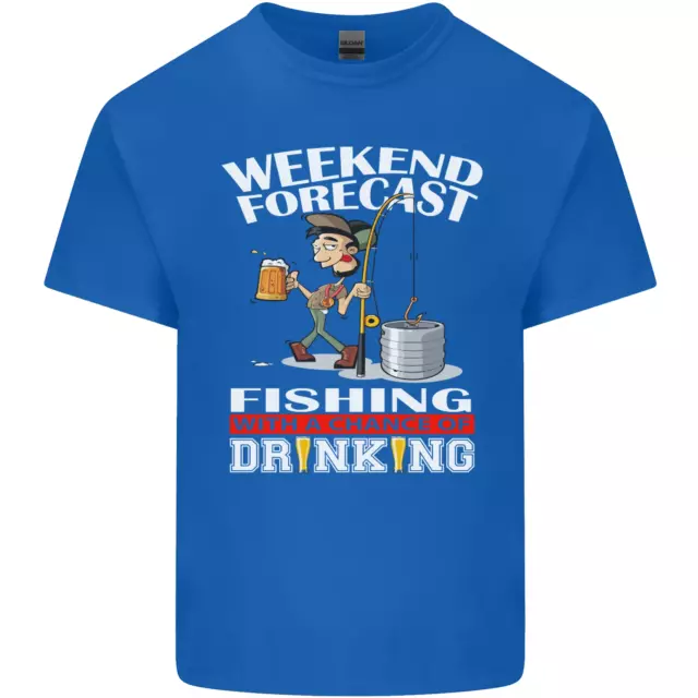 T-shirt da uomo in cotone cotone Fishing Weekend Forecast divertente 3