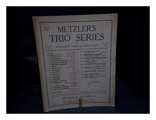 METZLER & CO. BEETHOVEN. GOLDSMITH, S. O. [ARRANGEMENT] Minuet in E Flat 1920 Fi