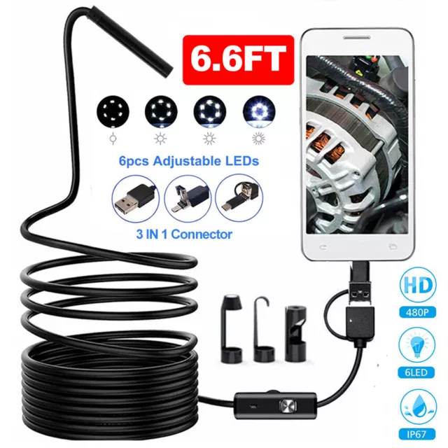 USB Type C Endoscope Borescope Snake Inspection Camera 3 in 1 for Android System