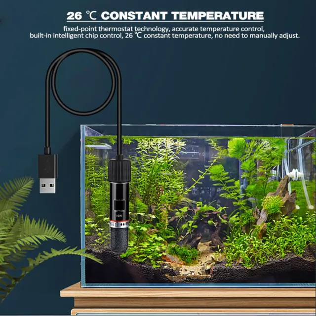 Small Fish Tank Heating Rod Mini Submersible Aquarium Heater Bar Thermostat