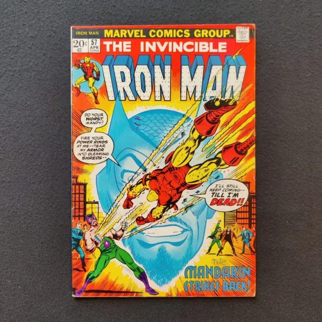 INVINCIBLE IRON MAN #57. VG/FN 1973 Bronze Age Marvel Comics Mandarin
