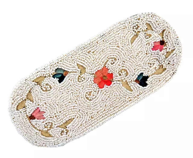 Embroidered Point de Beauvais Floral Beaded French Eyeglass Case 1950's