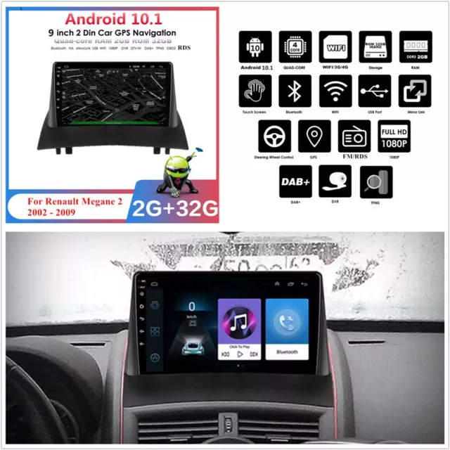 9" Android 10.1 Car Stereo Radio GPS Navi Player For Renault Megane 2 2002-2009