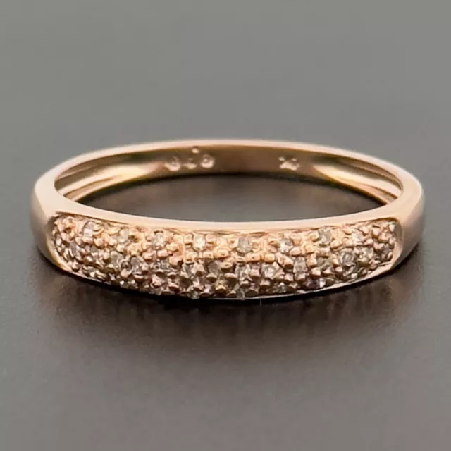 9 Karat Roségold 0,10 Karat Diamant Cluster Ring Größe P gestempelt