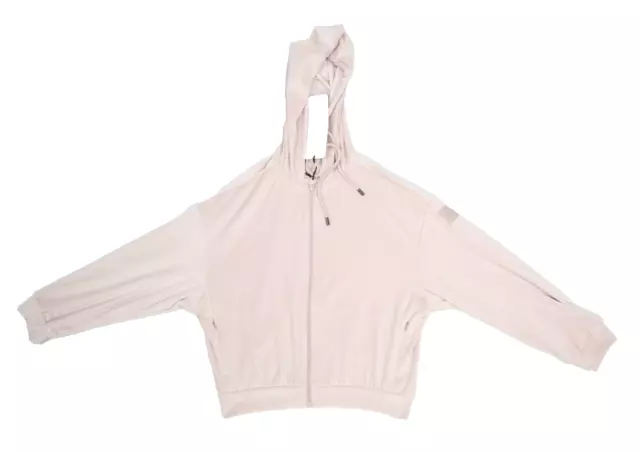 Alo Velour Glimmer Full Zip Hoodie Dusty Pink Hooded Track Jacket Sweatshirt XS