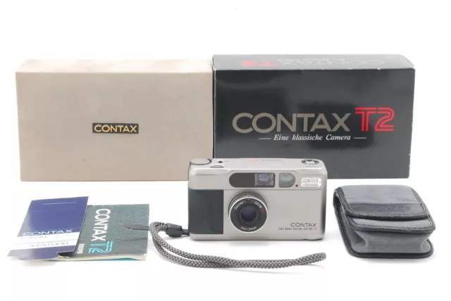 【Mint in BOX】  CONTAX T2 Titan Silver Point & Shoot 35mm Film Camera From Japan