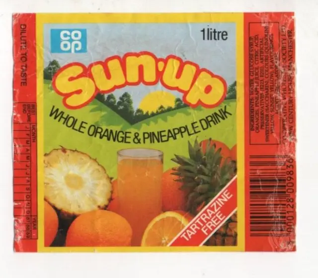 England - Vintage Label - Co-op Sun-Up Orange & Pineapple Drink