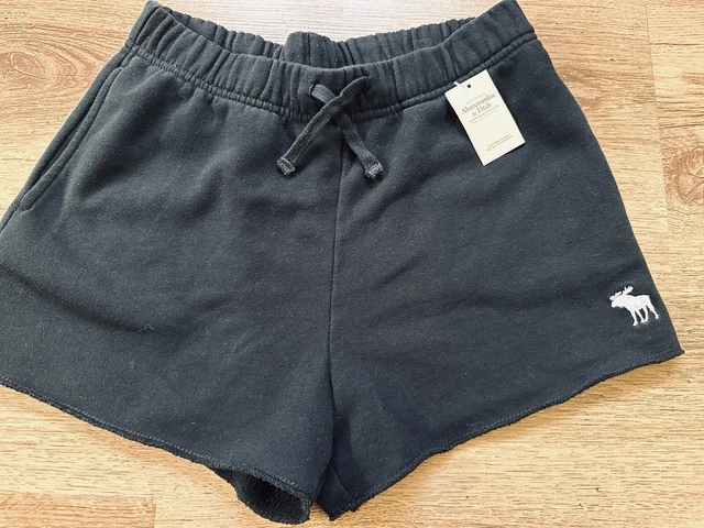 Short da trackie ABERCROMBIE & FITCH Moose atletic taglia 11-12 nero bianco nuovi con etichette