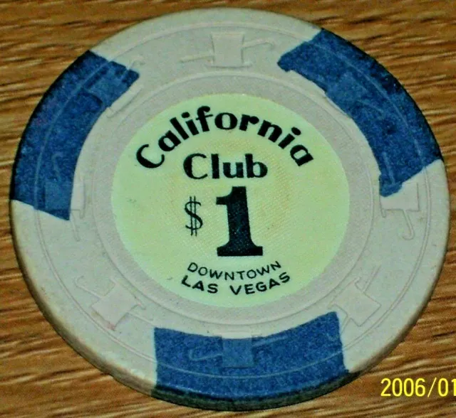 $1 Vintage 7Th Edition Gaming Chip From The California Club Casino Las Vegas Nv