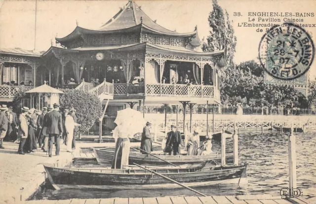 Cpa 95 Enghien Le Pavillon Chinois Embarcadere Des Bateaux
