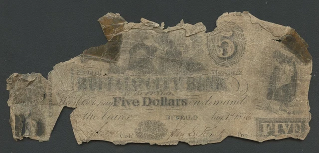 $5 Obsolete Bank Note - Bank Buffalo City Bank  New York August 1St 1856
