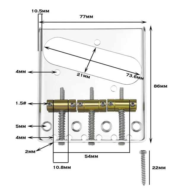 Ponte Per Chitarra Elettrica 3 Selle - In Ottone Per Sostituzione - Foto 8