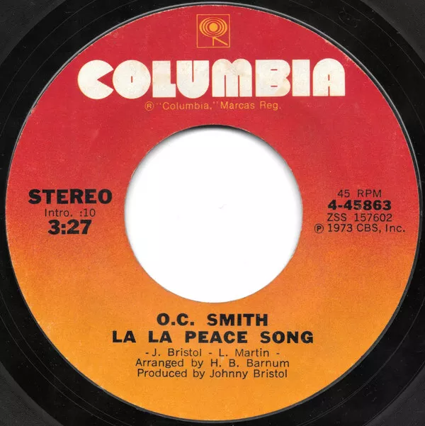 OC Smith - La La Peace Song - Used Vinyl Record 7 - I8100z