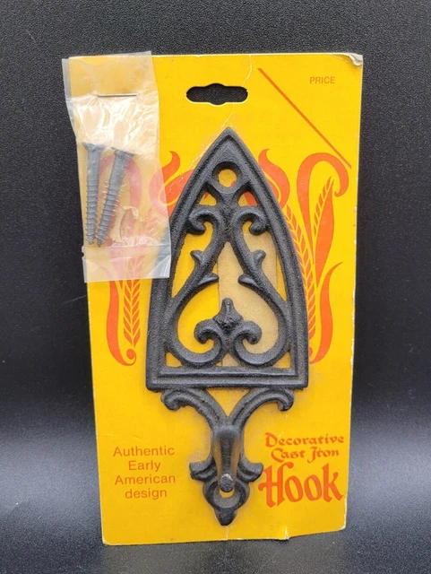 Wagner Early American Arrow Head Wall Mount Hooks Black Wrought Iron 5.5" VTG