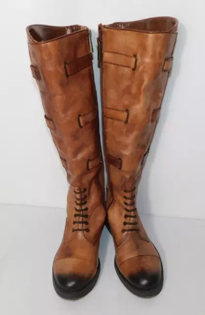 Vince Camuto Women's Brown Leather Side Zip Round Toe Knee High Boots Size 5M