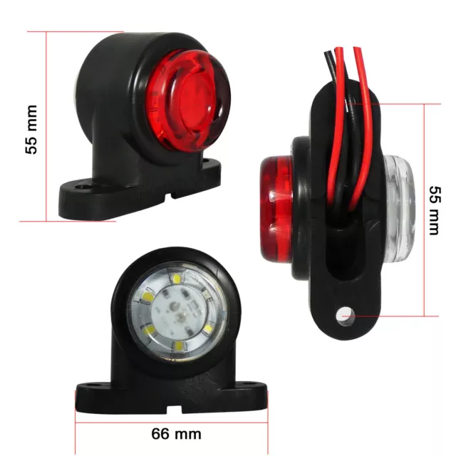 4 Pz Fanale Luce Ingombro Laterale Led Rosso Bianco 12v 24v Camion Rimorchio Lkw 2