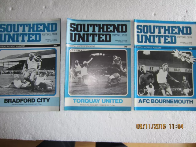 FOOTBALL PROGRAMMES x 9-SOUTHEND UTD-1980/81 SEASON 3