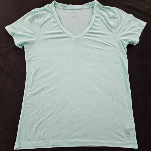 GapFit Breathe Teal Short Sleeve V-Neck Performance T-Shirt Women's L