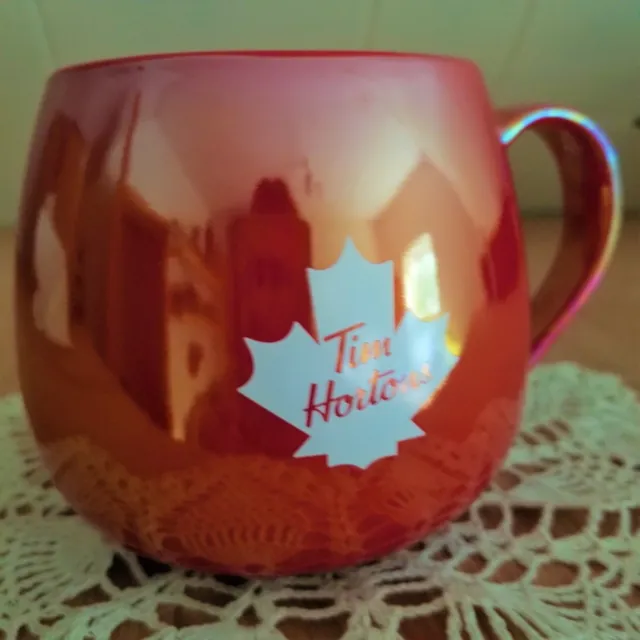 Tim Horton's Collectors Mug Canadian Maple Leaf 2020 Red Gloss Iridescent 12oz