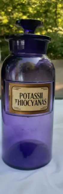 Antique Apothecary Glass Jar " Purple Medical Pharmacy Bottle- Mark Ht. Co. 9.5"