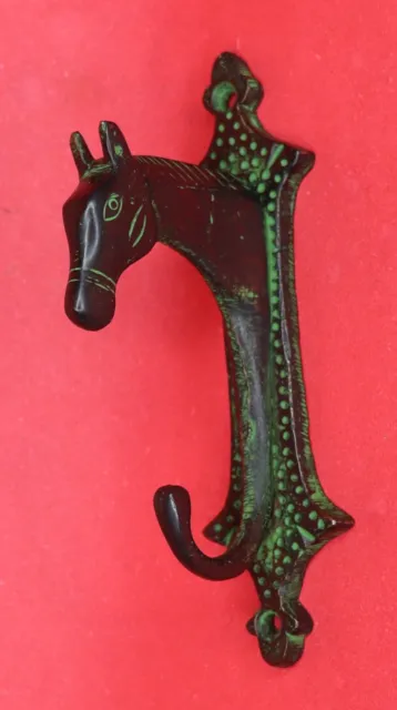 Green Horse Antique Style Handmade Brass Cup Key Cloth Hanger Wall Mounted Hook 19