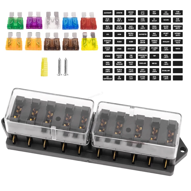 Qiorange 8-fach Sicherungskasten Für Auto - Doppeldeckel Design, 12V/24V Kompatibel Mit 10A-30A Sicherungen