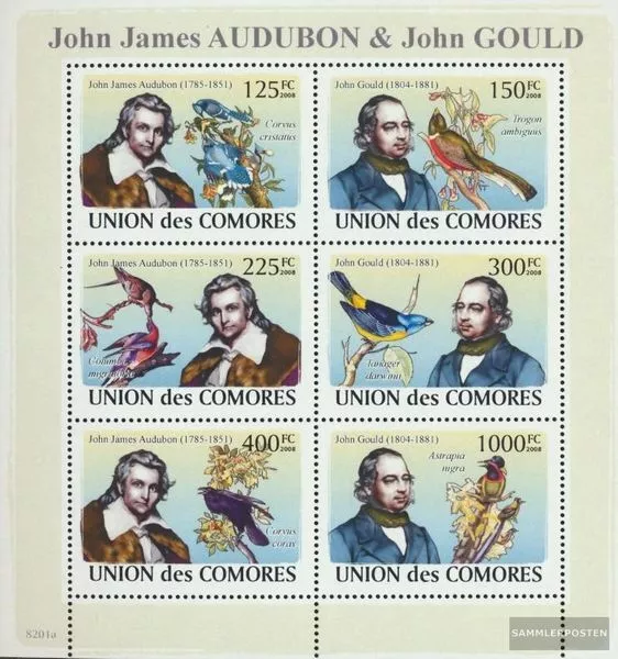 Komoren 1995-2000 Kleinbogen (kompl. Ausg.) postfrisch 2008 John James Audubon &