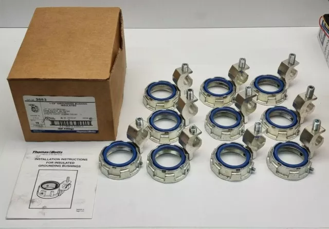 Box of 10 x Thomas & Betts 1-1/4" Grounding Bushing Insulated - 3883 #8-2/0 Wire